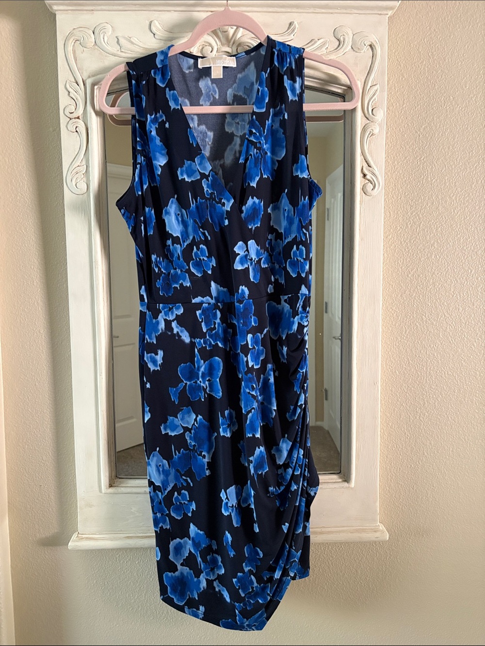 MICHAEL Michael Kors Navy and Blue Floral Midi Dress